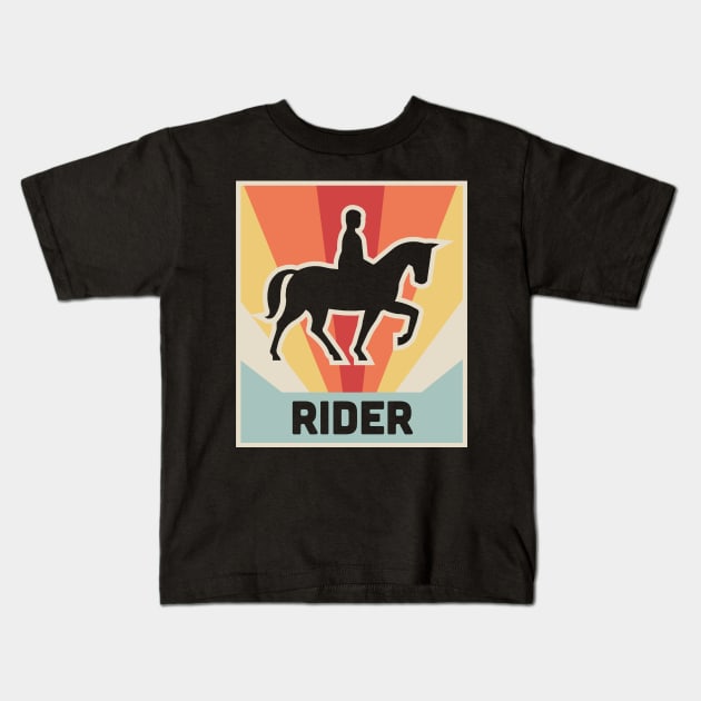 RIDER | Vintage Horseback Riding Poster Kids T-Shirt by MeatMan